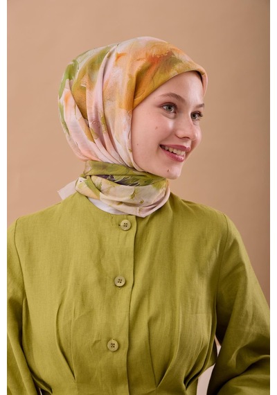 Silk Home Olinda İpek Eşarp 47004-05 Gri, Turuncu, Sarı, Yeşil