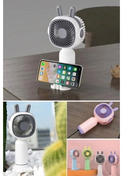 Telefon Tutuculu Şarjlı Mini El Fanı