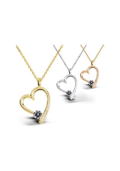 Kuyumcudukkani 6mm Zirconia Taşlı"kalp"kolye - 32112-6mm-w Beyaz