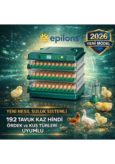 X-192 Model Tam Otomatik Kuluçka Makinesi -tüm Kanatlı Hayvanlara Uyumlu Yeni Nesil Su Hazneli Süngerli Sistem