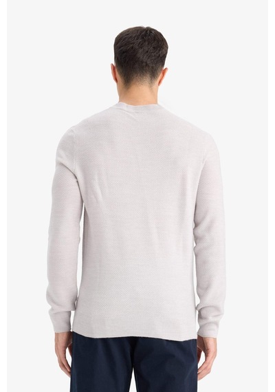 Defacto Standart Fit Bisiklet Yaka Basic Dokulu Triko Kazak F1777ax25augr184 Gri