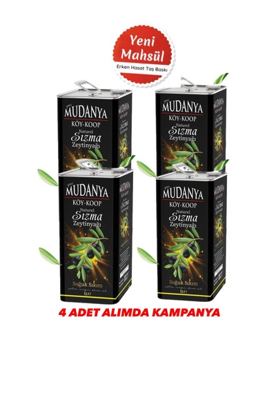Mudanya Natürel Soğuk Sıkım Erken Hasat Sızma 4 5l Zeytinyağı