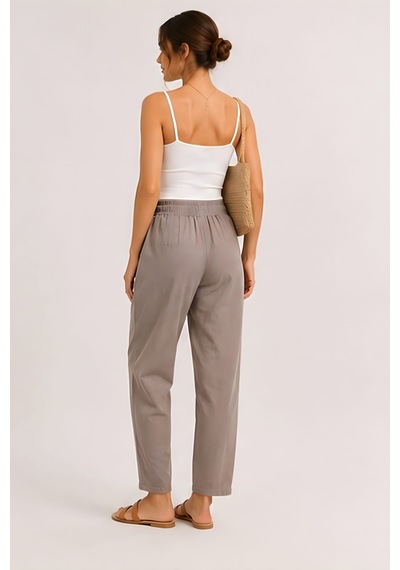 Lili Woman Kadın Taupe Natural Bağcıklı Dar Paça Pantolon E.3076 Vizon