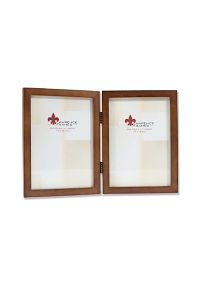 766057d Küçük Hindistan Cevizi Ahşap Menteşeli Çift Resim Çerçevesi, 13,8 X 17,7 Cm
