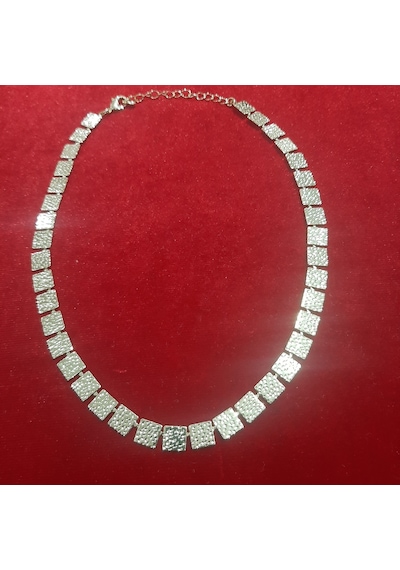 Fashion Jewelry Kare İşlemeli Çelik Kolye Gold
