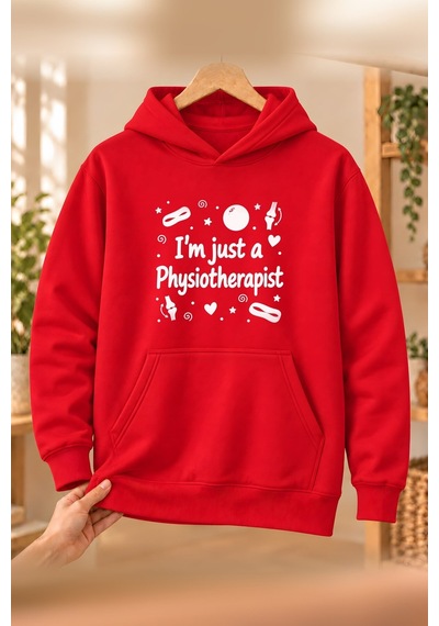 Mor Mürekkep Fizyoterapist Physiotherapist Meslek Yazısı Baskılı Kadın Kapüşonlu Sweatshirt - Kırmızı