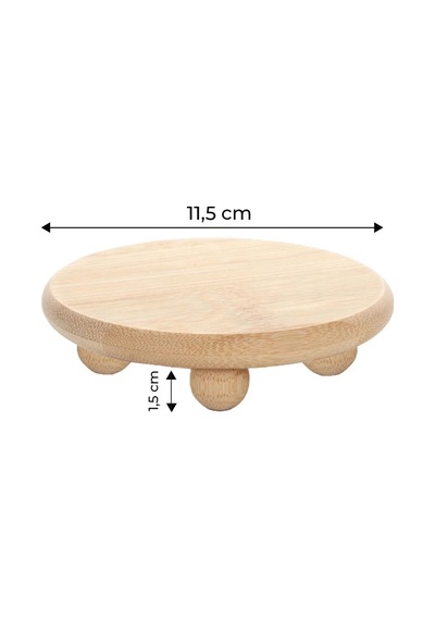 Bambu Doğal Mini Top Ayaklı Sunumluk Bardak Altı , Ve Sunum Standı Kahverengi