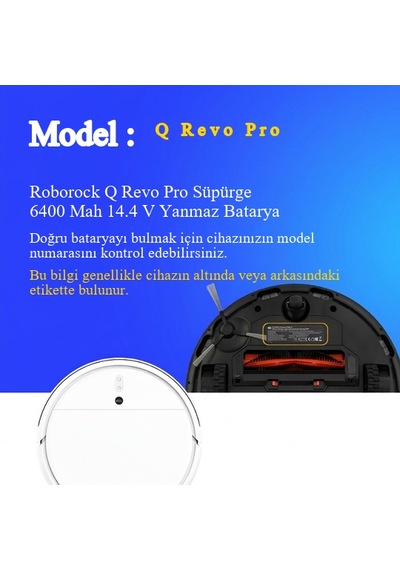 Roborock Q Revo Pro Süpürge 6400 Mah 14.4 V Yanmaz Batarya  Uyumlu Uzun Ömürlü, Yüksek Performans Pil