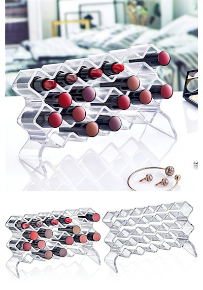 Şeffaf 22 Bölmeli Makyaj Organizeri Ruj Oje Fırça Makyaj Kutusu Diğer