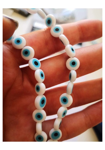 Beyaz Akrilik Nazar Boncuğu 8 Mm 20 Adet