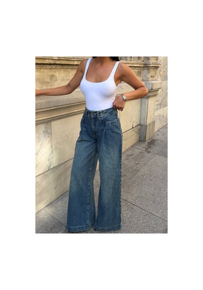 Zdnjeans Kadın Yüksek Bel Kot Pantolon Koyu Mavi