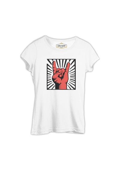 Rock - İkon Beyaz Kadın Tshirt 001