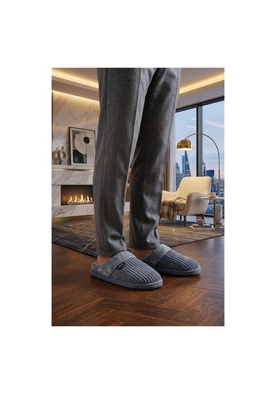 Modafocus Erkek Ortopedik Merdane Ev Terliği - Gri Gri