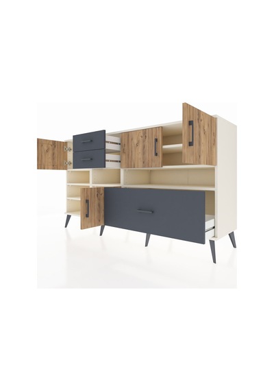Kronos Konsol 7 Raflı 3 Çekmeceli 4 Kapaklı 176x59x99 Aytaşı-çam/antrasit Atlas Çam/antrasıt - Aytası