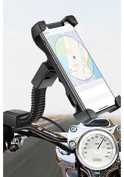 Bisiklet Ve Motosiklet Için Telefon Tutucu 360 Derece Ayarlanabilir Siyah