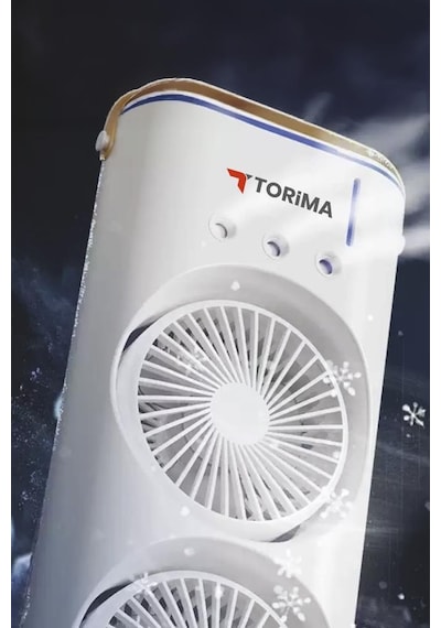 Torima F-20 Beyaz 2li Şarjlı 270 Derece Ayarlanabilir Başlık Buharlı Soğuk Hava Fanı Vantilatör