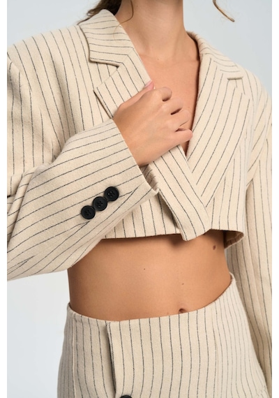 Mai Studios Co. Mai Collection Elegant Bej Ceket-etek Takım Bej