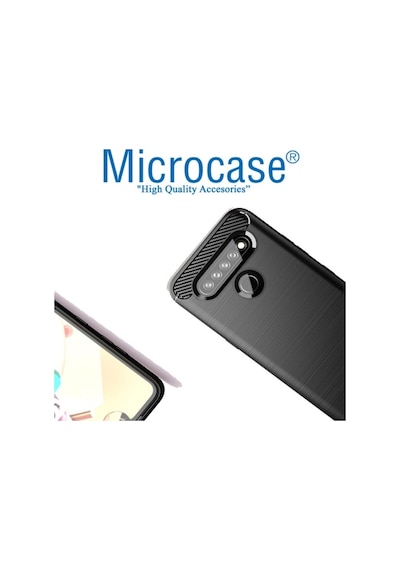 Microcase LG Uyumlu K41S Brushed Carbon Fiber Silikon Kilif - Siyah 469262460