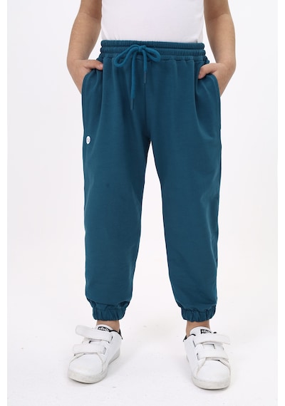 Toontoy Kids Toontoy Erkek Çocuk Baskılı Beli Paçası Lastikli Cepli Basic Jogger Eşofman Altı - 2 İplik Petrol Mavi