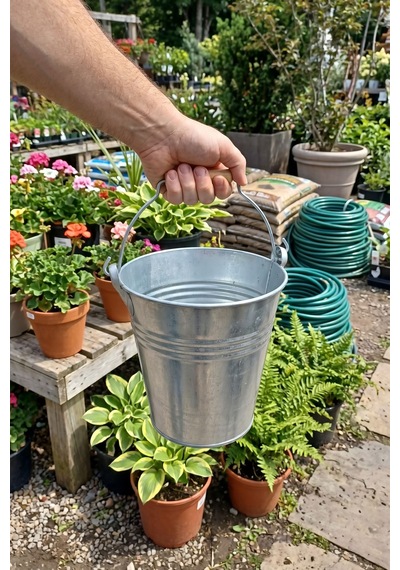 Metal Dekoratif Kova 4 Litre - 21 Cm Çok Amaçlı Saplı Galvaniz Saksılık Ve Düzenleyici Renksiz