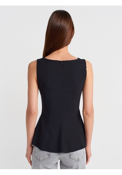 Dilvin 50281 Peplum Top-siyah Siyah
