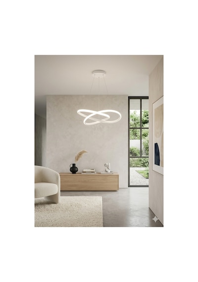 Yüksek Aydınlatmalı Kardelen Model Beyaz Gövde Rengi Sarkıt Modern 3 Renk Led Avize