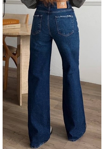 Balenbi Kadın Yüksek Bel Jean Yıkamalı Geniş Paça Palazzo Kot Pantolon 1239 - Premium Seri Koyu Mavi 2345 Balenbi Kadın Yüksek Bel Jean Yıkamalı Geniş Paça Palazzo Kot Pantolon 1239 - Premium Seri Koyu Mavi 2345