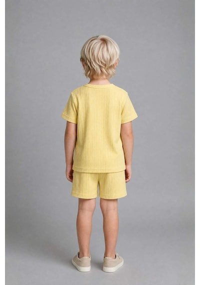 Defacto Kısa Kollu Üst Şort Alt 2li Pijama Takımı Erkek Bebek H5378a526hsyl273 Sarı-yl273
