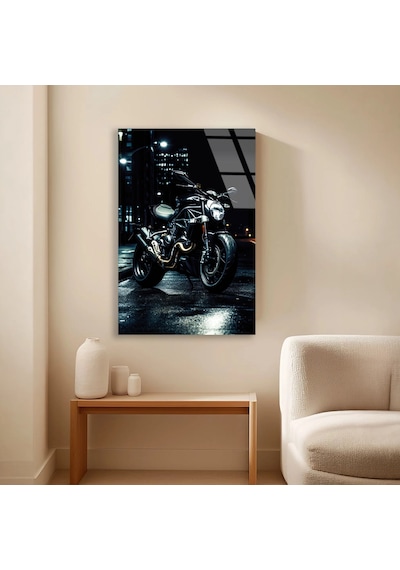 Streetfighter Motosiklet Gece - Cam Tablo - Deg0492 80 X 125 Cm
