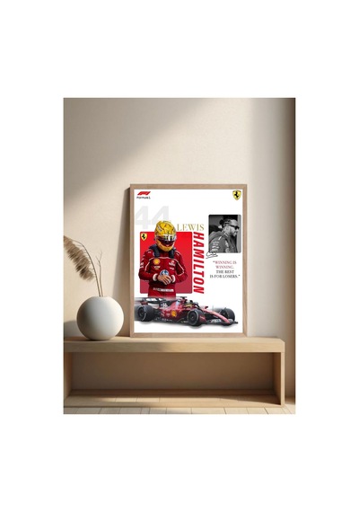F1 Lewis Hamilton Ahşap Çerçeveli Tablo Çok Renkli - 864568045 Çok Renkli
