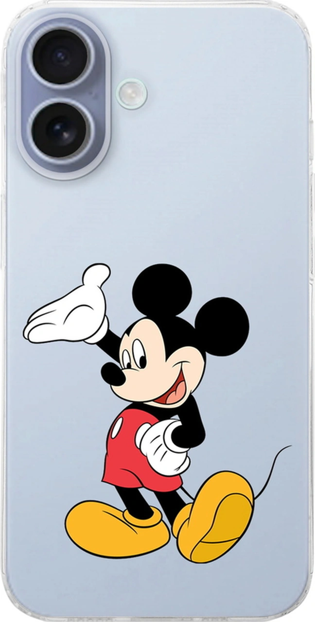 Apple Uyumlu iPhone 16 İle Mickey Mouse 3 Baskılı Kamera Korumalı Şeffaf Kılıf