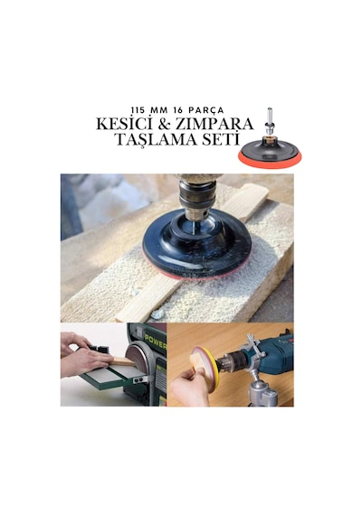 22 Parça Spiral Avuç İçi Taşlama Seti - 115mm Cırt Zımpara Tablası, Inox Kesici Ve Flap Disk Seti - Zımpara Ve Kesici Hobi Seti