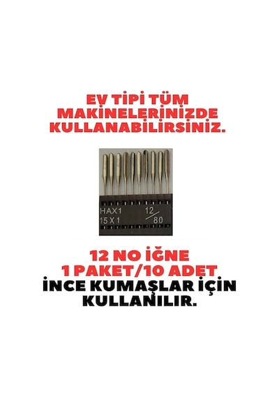 Swart Singer Zetina Uyumlu Dikiş Makine Iğnesi 11-12-14-16-18 Numara -50 Adet Iğne 5 Paket Genel