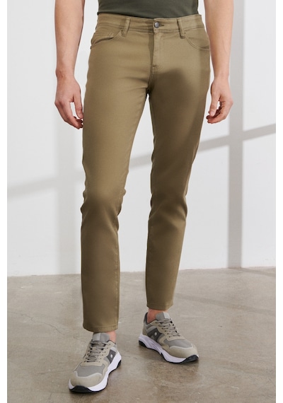 AC&Co / Altınyıldız Classics ERKEK YESIL Slim Fit Dar Kesim Pamuklu 5 Cep Esnek Rahat Pantolon Yeşil