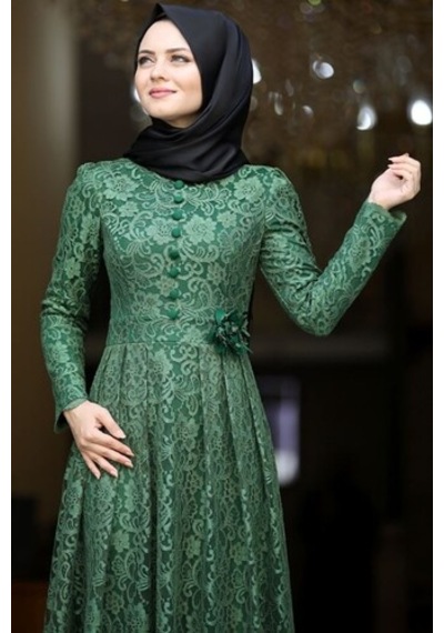 İbrahim Burak Etiler Collection Ahunisa Henna Abiye Haki 5646