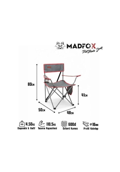 Madfox Trekmate Strap Katlanır Outdoor Koltuk Kırmızı