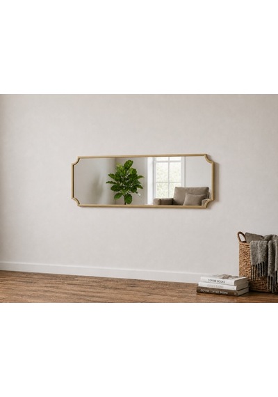 Modern Boy Aynası 40x120 Cm Minimalist Çerçeveli Dekoratif Duvar Aynası 2026 Trend Altın