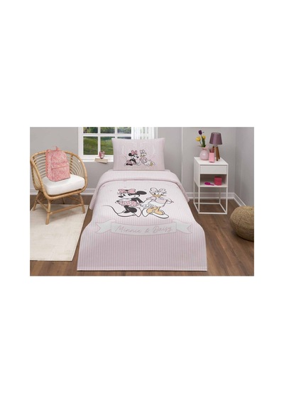 Özdilek Minnie And Daisy Tek Kişilik Disney Lisanslı Lastikli Çarşaf Çocuk Pike Takımı Pembe
