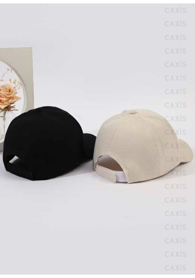 Caxis Spor Şapka Unisex 2 Adet Arkası Cırtlı Ayarlanabilir Siyah - Krem