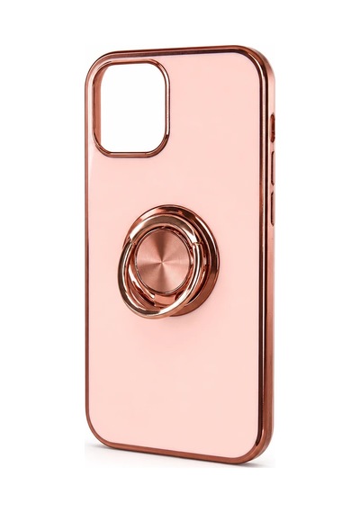 iPhone Uyumlu 12 Yüzüklü Nikelaj Telefon Kılıfı Ring Stand - Rose Gold