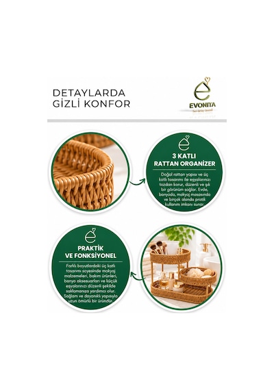 Evonıta Rattan Evonıta 3 Katlı Rattan Organizer Hasır Görünümlü Banyo Mutfak Makyaj Kozmetik Düzenleyici Çok Amaçlı Sepettepsisi Hasır Görünümlü Kulplu Servis Sepeti Kahvaltılık Ekmeklik Meyvelik Dekoratif Tepsi Kahverengi Evonıta Rattan Evonıta 3 Katlı Rattan Organizer Hasır Görünümlü Banyo Mutfak Makyaj Kozmetik Düzenleyici Çok Amaçlı Sepettepsisi Hasır Görünümlü Kulplu Servis Sepeti Kahvaltılık Ekmeklik Meyvelik Dekoratif Tepsi Kahverengi