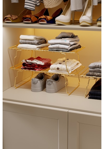 Bino Çok Amaçlı Banyo Mutfak Dolap İçi Gardırop Düzenleyici Altın