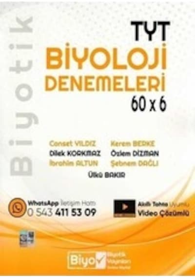 Biyotik Yayınları Tyt Biyoloji 60 6 Denemeleri