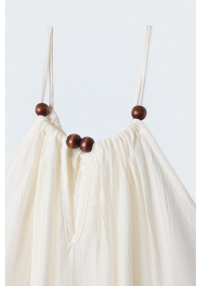 Sateen Aksesuar Detaylı Bluz - Ekru-137567