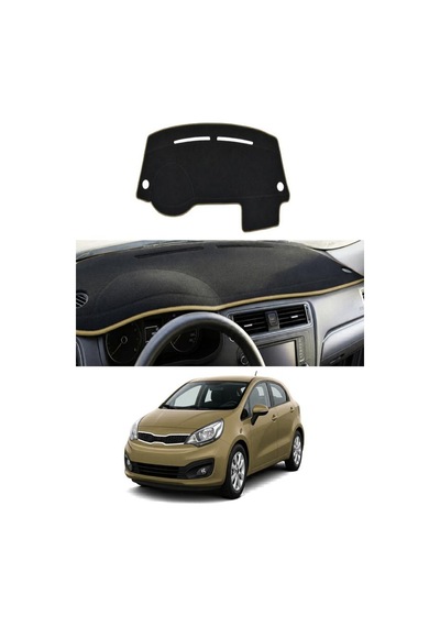 Kia - Rio 2012-2018 Uyumlu Torpido Koruma Kılıfı - Taba Şeritli