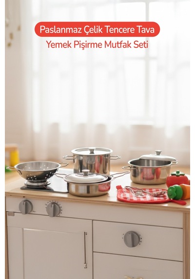 11 Parça Çelik Tencere Tava Seti, Çocuk Çeliktencere Tava Seti 69788037
