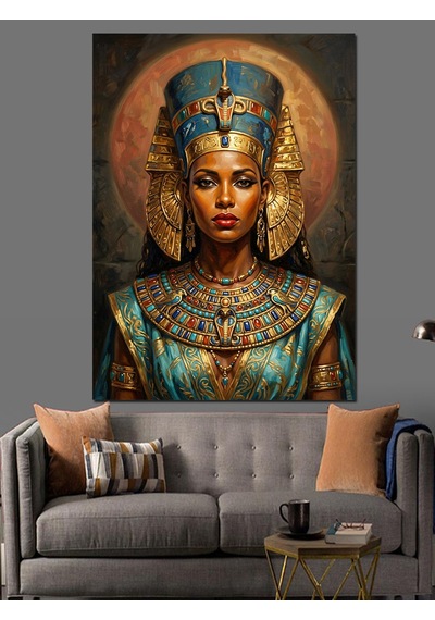 Mısır Kraliçesi Nefertiti Antik Portresi Dekoratif Kanvas - Mdf Ahşap Tablo