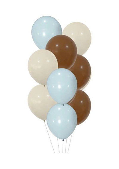10 Adet 12 Inç Makaron Kahverengi Mavi Ve Beyaz Karışık Balon Çok Renkli