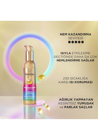 Pantene Nem Yüklemesi Heat & Glow Durulanmayan Krem 135 Ml