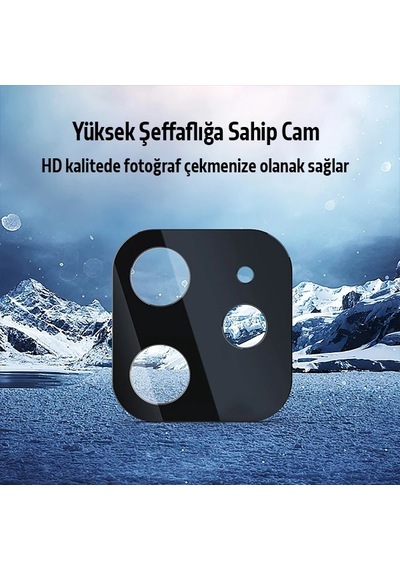 İphone 12 Mini 2in1 Full Glue Tempered Cam Ekran Koruyucu +kamera Lens Set- 5775